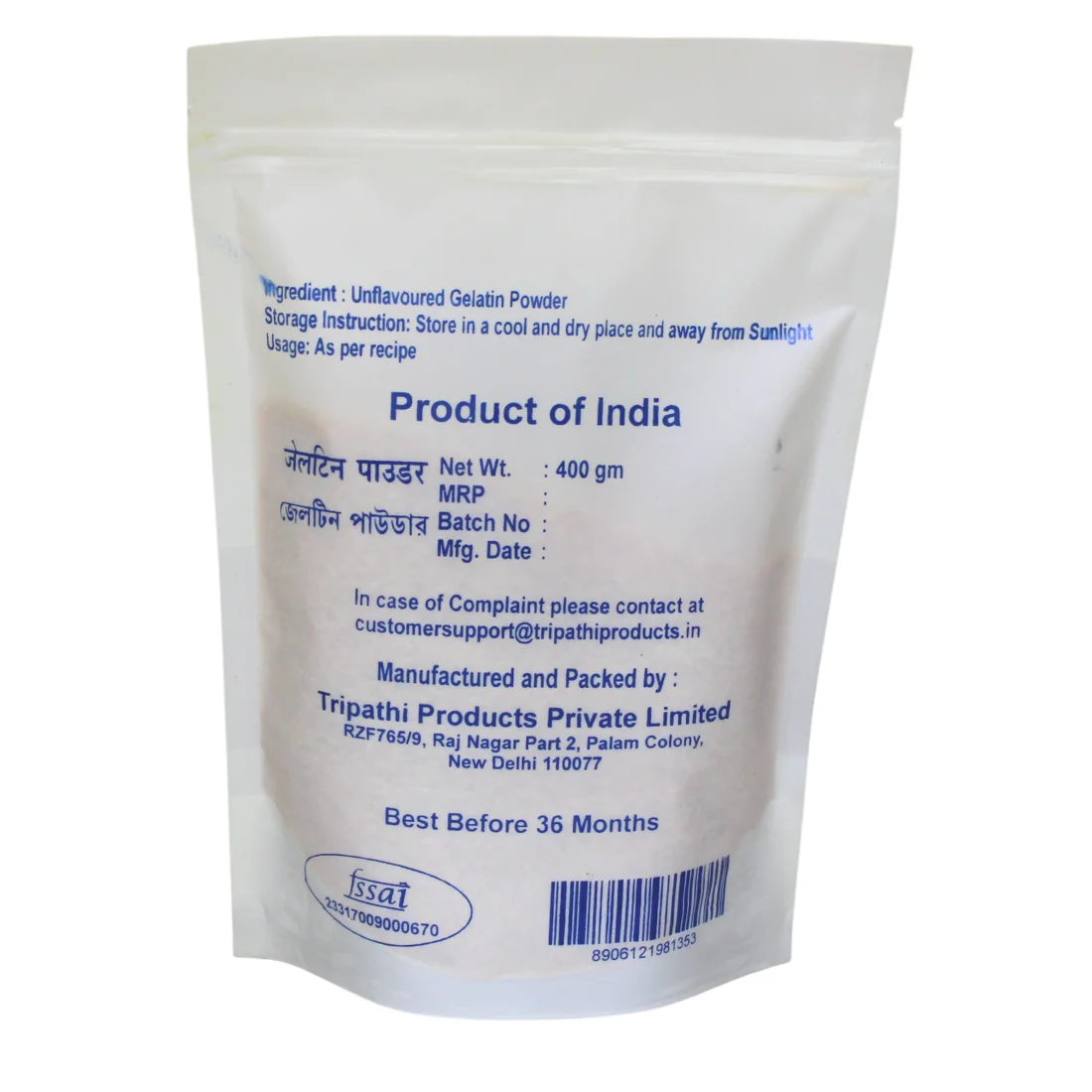 Unflavoured Gelatin Powder 400gm