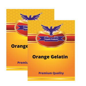 Orange flavoured Gelatin Powder – Food Grade Setting Agent for Desserts, Baking & Confectionery – 2 x 100 g |Tripathi Products